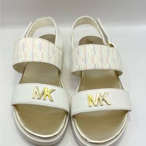 Michael Kors Kids White and Gold Sandals